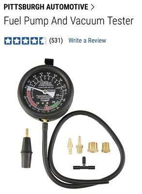 $21.95 • Buy Pittsburgh Fuel Pump & Vacuum Tester With Adapters & Protection Storage Case