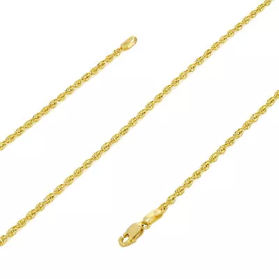 14K Yellow Gold 1.8mm Diamond Cut Rope Chain Link Necklace Mens Womens 22  • $162