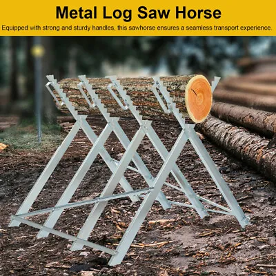 Saw Horse Wood Log Holder Metal Chainsaw Log Cutting Bench Stand 150kg Capacity • £55.60