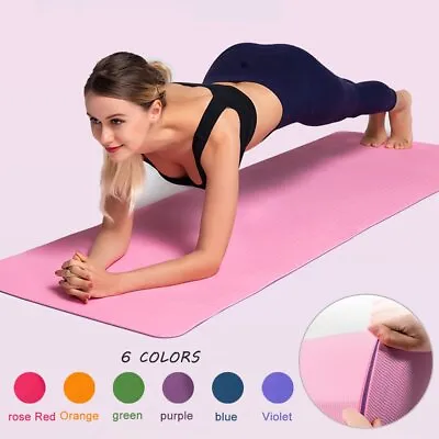TPE Yoga Mat Eco Friendly Exercise Fitness Gym Pilates Non Slip Dual Layer • $18.90