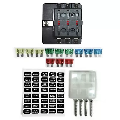 6 Way 12V Blade Fuse Box Distribution Block With LED Indicators Hot Rod Race Car • $14.99