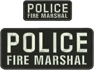 POLICE FIRE MARSHAL Mbroidery Patch 4x10 & 2x5 Hook On Back Blk/silver Letters • $16.99