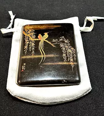 Antique Japanese Namiki Makie Black Lacquer Dunhill Cigarette Case Birds Signed • $1799.94