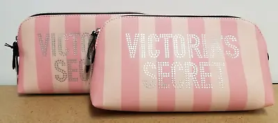 Set Of 2 Victoria’s Secret Pink Iconic Stripe Makeup Bag Clutch (11154083) • $20.05