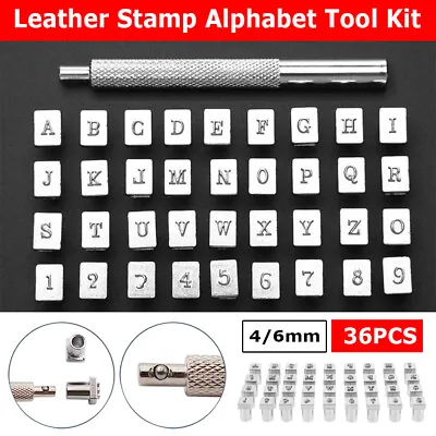 36 PCS Leather Stamp Alphabet Letter Metal Punch Set Logo Stamp Craft Tools Kit • £8.94