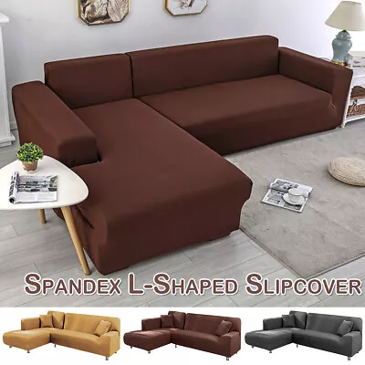 Sofa Covers High Stretch Lounge Slipcover Fitted Sectional Couch Cover L-Shaped • $38.09