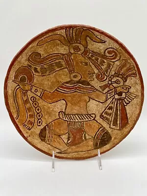 Vtg Decorative Red Clay Terra Cotta Mexican Wall Decor Plate - Mayan Aztec Theme • $30