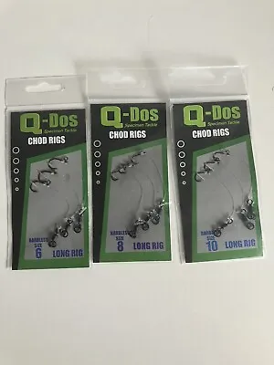 9 X Long Chod Rigs Barbless Size 6 8 And 10 • £5.99