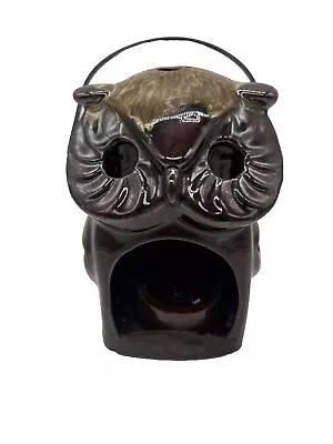 VTG 70s Inarco Japan Brown Glazed Owl Lantern Votive Holder Red Clay Hanging MCM • $18.50