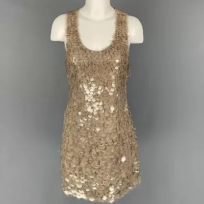 J. MENDEL Size 8 Taupe Polyamide Silk Paillette Shift Dress • $676