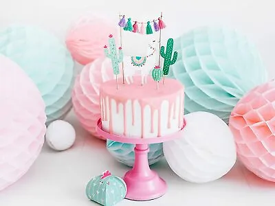 Llama Green Cactus Fiesta Mexican Birthday Party Cake Topper Decoration  • £5.99