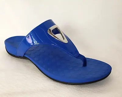 £24.03 • Buy Orthaheel By Vionic Yara Size 8 Blue Slip On Flip Flops Thongs Woman's Sandals