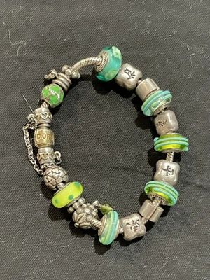 $76 • Buy Pandora Sterling Silver Charm Bracelet With Genuine Charms