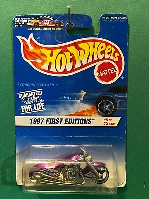 Hot Wheels 1997 First Editions Scorchin Scooter Motorcycle 1/64 Diecast MOC BX44 • $5.50