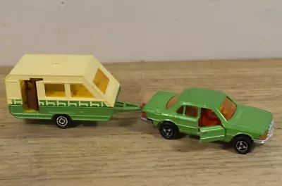 Vtg Majorette 1:66 Mercedes 450 SE With Matching Green Caravan Camper France • $37.95