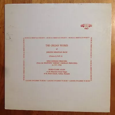 The Organ Works Of Johann Sebastian Bach Volume 8 Part 2 MHS 643 Vinyl Record LP • $6.50