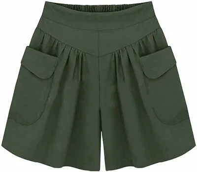 Women's Casual Summer Elastic Waist Wide Leg Shorts Culottes With Pockets S~XXL • $16.99