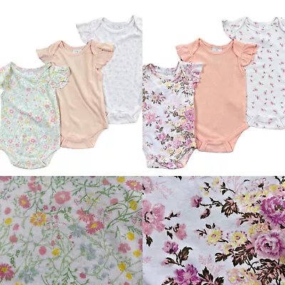 £7.95 • Buy Laura Ashley Bodysuits Baby Girls Rompers Floral Vests 3 PACK Multipack Pretty