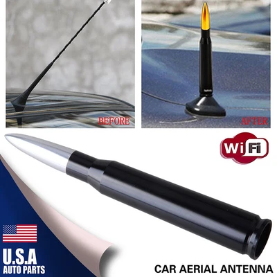 $9.99 • Buy Silver STOCK Car Bullet Antenna Aluminum Aerial Antena Kit Universal With Screw