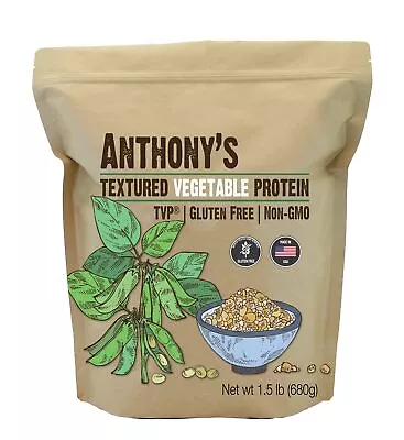 Anthony's Textured Vegetable Protein TVP 1.5 Lb Gluten Free Vegan Made In USA... • $21.78
