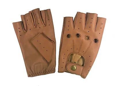 Men's Half Finger Chauffeur  Real Leather Driving Gloves • $14