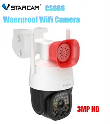 Vstarcam CS666 3MP HD Waterproof WiFi Camera Red & Blue Light Alarm Security Cam • $66.49