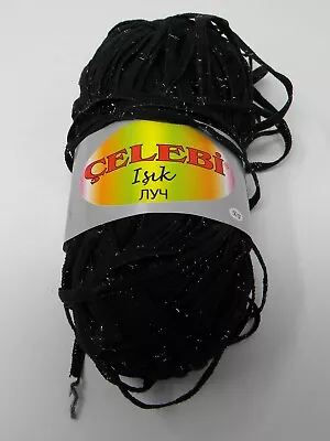 1 Skein Celebi Isik Ribbon Metallic  Black Silver  Yarn • $2.25