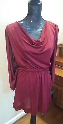 Vionnet ITALY Ruched Gathered Drape Silk Stretch Red Back Cape Dress 4 Small • $60