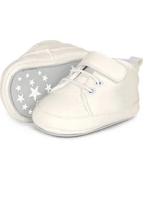 Sterntaler Unisex Crawling Baby Shoes White UK 1-2 EU 17/18 Comfy 6-9M RRP £16 • £12