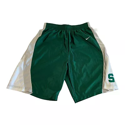 Vintage Nike Michigan State Spartans NCAA Team Basketball Shorts Mens Size M • $29