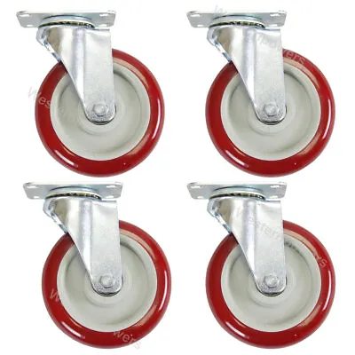 4 Pack 5 Inch Caster Wheels Swivel Plate Polyurethane Wheels Heavy Duty Wheels • $29.99