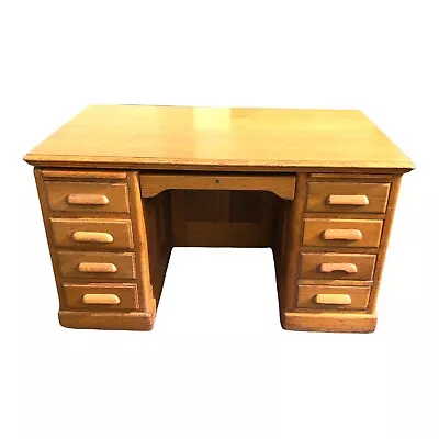 Restored Antique Executive Solid Golden Oak  Desk  Drawers And Pullout Boards • $1500.88