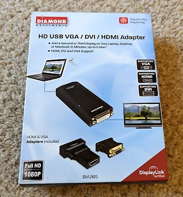 Diamond Multimedia BVU165 Full HD 1080P USB 2.0 VGA/DVI/HDMI Adapter OPEN BOX • $29.99