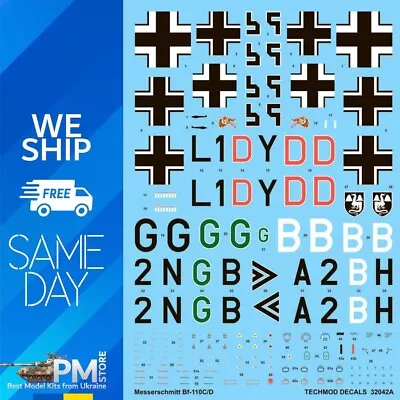 Techmod 32042 1/32 Messerschmitt Bf 110C/D German Aircraft Wet Decal WWII • $26.96