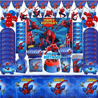 $5 • Buy Spiderman Party Birthday Avengers Decoration Spider Banner Plates Cover Cups 
