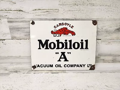 Vintage Ande Rooney Gargoyle Mobil Oil A Porcelain Sign Heavy Metal 13x10  • $99.99