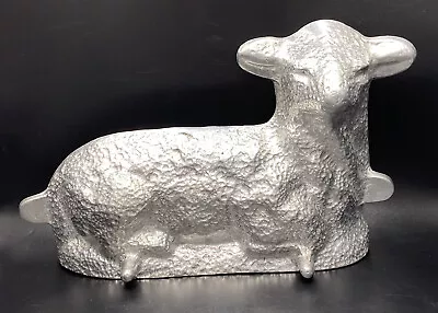 Vintage Renalde Cast Aluminum Lamb Cake Mold Silver Textured FRONT ONLY 1 Pc • $24