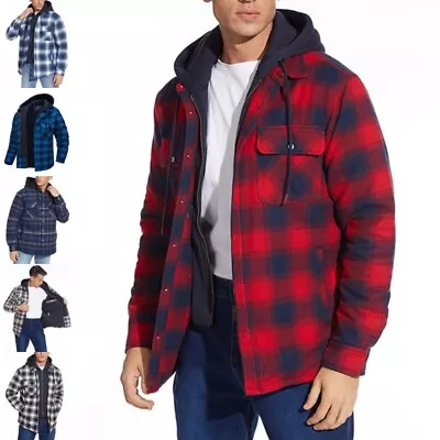 Men Shirt Jacket Quilted Lined Outwear Casual Long Sleeve Men's Winter Flannel • $78.54