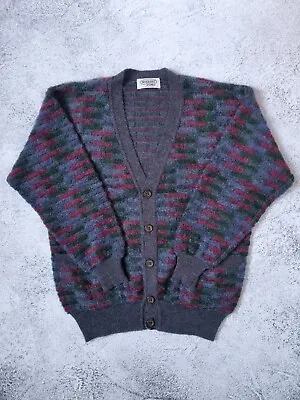 Vintage 90s Missoni Uomo Wool Cardigan Sweater Crochet Size M • $155