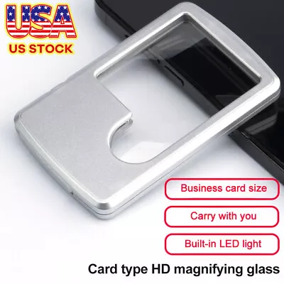 US Credit Card LED Magnifier Loupe With Light Leather Case Magnifying Glass • $8.98