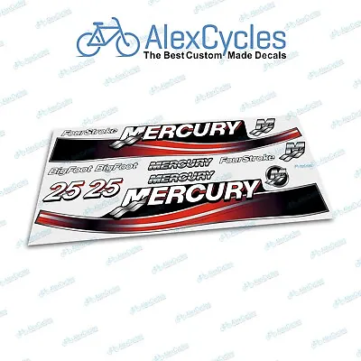 Mercury Outboard  Motor 25 HP Red Four Stroke Laminated Decals Sticker Big Foot • $24