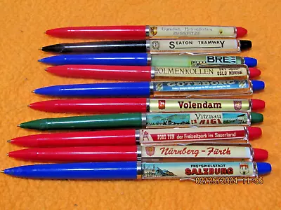 Vintage Lot Of 10 Slider/floaty Countries Ball Point Pens !! • $10