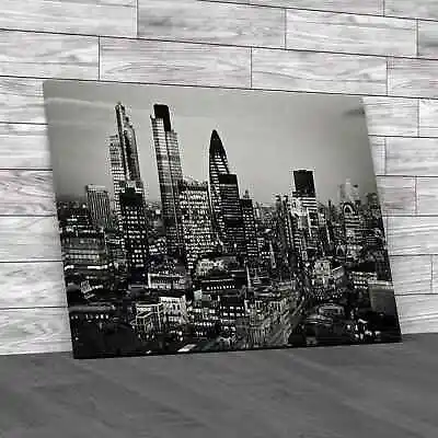 City Of London Skyline Black White Canvas Print Large Picture Wall Art • £14.95