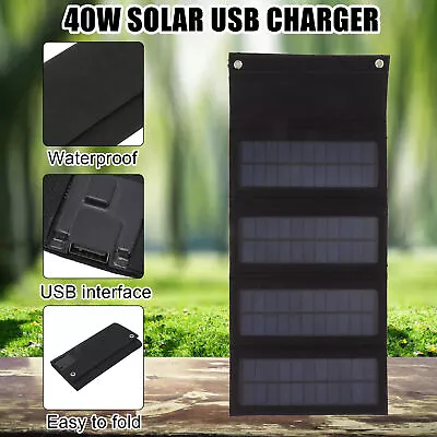 40W 4 Fold Solar Panel Charging Bag Folding Bag Foldable Monocrystalline New • £14.39