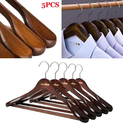 Heavy Duty Wooden Wood Clothes Hangers Walnut Coat Suit Dress Pants Shirt Hanger • $29.91