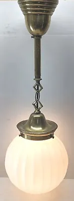 ANTIQUE Chain Light Fixture Mission Arts And Crafts Art Deco Brass Pendant  • $199.99