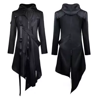 Halloween Victorian Medieval Gothic Mens Hooded Zipper Coat Cosply Costume  • $35.48