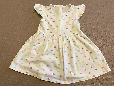 Matalan  Baby Girls Frill Cap Sleeved Spotted Dress Age 12-18 Months  Ex Con • £1