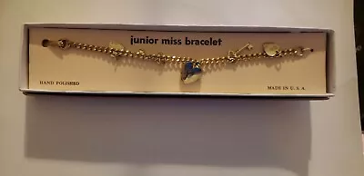 Vintage Hearts Charm Bracelet 6   Jr. Miss Made In U.S.A. Hand Polished NIB • $29.99