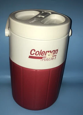 $9 • Buy Vintage Coleman Polylite Water Cooler Jug 5596 Red White Thermos USA NOS